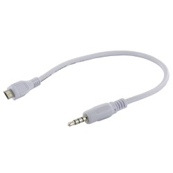 Micro USB male naar Audio Jack 3.5mm male Kabel 30cm Wit