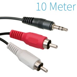 Audiokabel 3,5mm Jack naar 2x Tulp Male Kabel 10M
