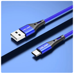 USB-C naar USB-A Nylon Oplaadkabel 1M Blauw