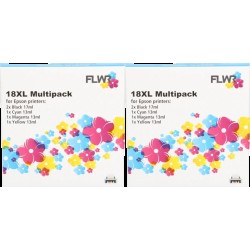 Epson (2X) T1811 / T1814XL Multipack Zwart en Kleur FLWR Cartridges