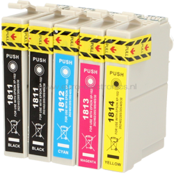 Epson T1811 / T1814 XL Multipack FLWR Zwart en Kleur Epson T1811 / T1814 XL Multipack FLWR Zwart en Kleur