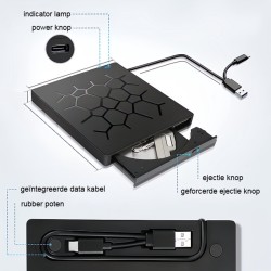 Externe USB3.0 Type-C High Speed External DVD VCD CD Brander/Speler
