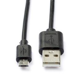 USB 2.0 naar Micro USB 1M Oplaadkabel Zwart