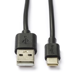 USB-A naar USB-C kabel | 1 meter | USB 2.0 (Zwart)