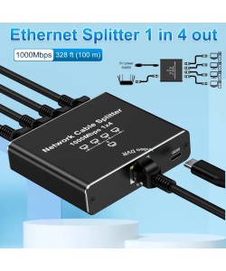 Gigabit Ethernet Splitter 1 tot 4 Netwerk Uitbreiding