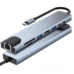 USB-C 3.0 8 in 1 met RJ45 MacBook Pro/Air 4K Hub