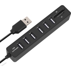 USB-A 2.0 naar USB-A 2,0 Hub 6 Poorts met Cardreader
