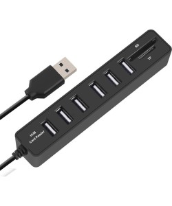 USB-A 2.0 naar USB-A 2,0 Hub 6 Poorts met Cardreader