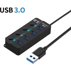 USB-C/USB-A 3.0 naar USB-A Hub 4 Poorts met aan/uitknop