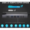 USB 3.0 C-Hub 8 in 1 met RJ45 SD/TF-kaartlezer Type C 3.1 naar 4K