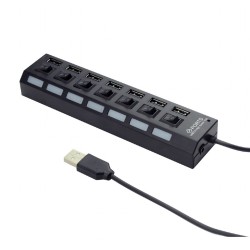 Ewent USB 2.0 Hub 7 poorten met aparte aan uit knop