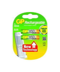 GP NiMH oplaadbare AAA Micro penlite (650mAh), blister 2