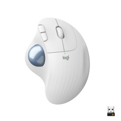 Logitech M575 Ergo Trackball | Ergonomische Draadloze Muis | Rechtshandig | RF + Bluetooth | 2000 DPI | Wit