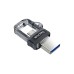 SanDisk Ultra Dual m3.0 | 32GB USB Flash Drive | USB Type-A / Micro-USB 3.2 Gen 1 (3.1 Gen 1) | Zwart, Zilver, Transparant