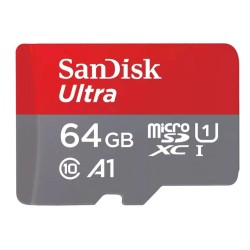 SanDisk Ultra | MicroSDXC | 64GB | Class 10 | UHS-I U1 | A1 | Tot 140MB/s | Inclusief SD-adapter SanDisk Ultra | MicroSDXC | 64GB | Class 10 | UHS-I U1 | A1 | Tot 140MB/s | Inclusief SD-adapter
