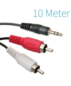 Audiokabel 3,5mm Jack naar 2x Tulp Male Kabel 10M