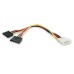 1x Molex naar 2x SATA Power Kabel Lengte 2x 20cm