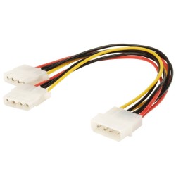 1x Molex naar 2x Molex Splitter Kabel Lengte 2x 20cm