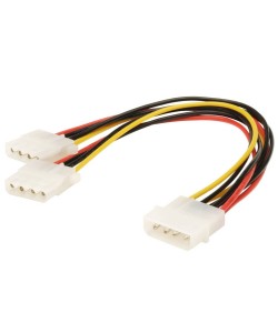 1x Molex naar 2x Molex Splitter Kabel Lengte 2x 20cm