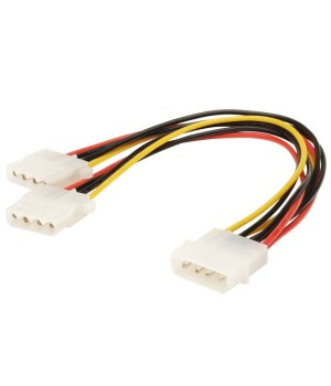 1x Molex naar 2x Molex Splitter Kabel Lengte 2x 20cm