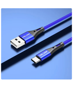 USB-C naar USB-A Nylon Oplaadkabel 1M Blauw